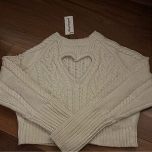 Cream Sweater with Heart Detail, NWT